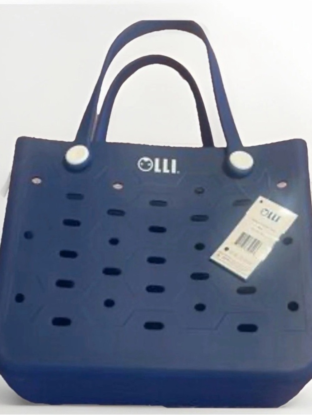 Navy Perforated Tote with Dual Handles